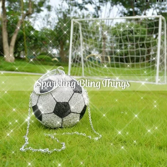 NEW BLING SWAROVSKI CRYSTAL RHINESTONE SOCCER CLUTCH HANDBAG PURSE +… - Picture 3 of 15